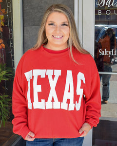 TEXAS RIB CORD SWEATSHIRT - RED