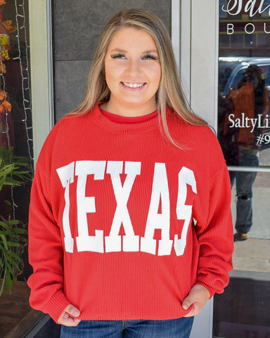 TEXAS RIB CORD SWEATSHIRT - RED