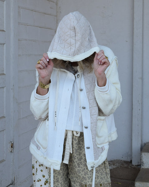 PATCHWORK JACKET BY POL - CREAM/BEIGE