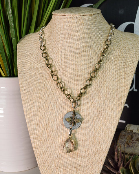 VINTAGE QUEEN BEE COIN AND BABBLE NECKLACE