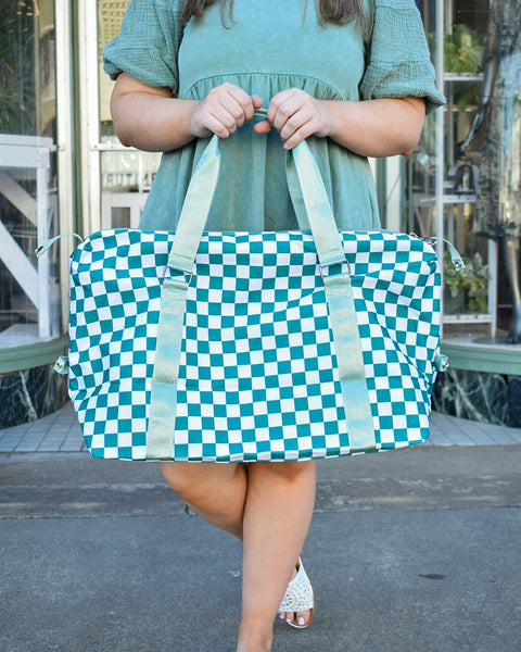 CHECKERED TRAVEL DUFFLE BAG - 5 COLORS