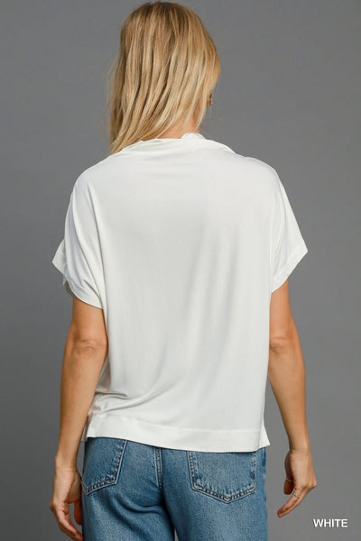 FUNNEL NECK TOP - WHITE