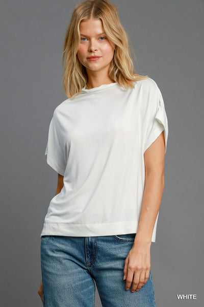 FUNNEL NECK TOP - WHITE