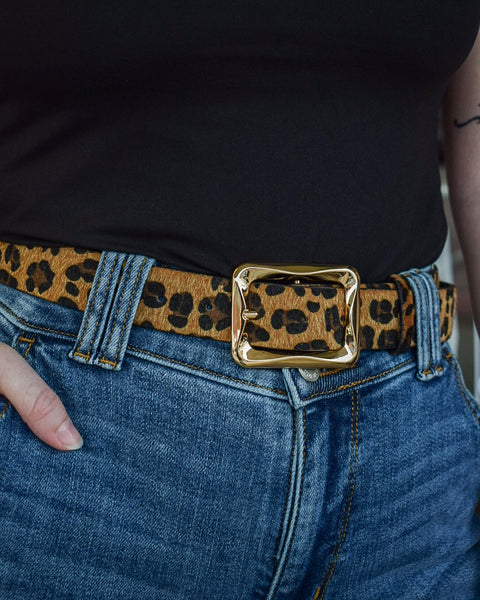 LEOPARD FAUX FUR  BELT