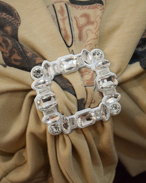 Square Gem Scarf Slide - White