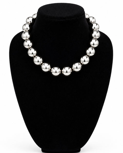 Shiny Metallic Chunky Bead Necklace - 2 Colors