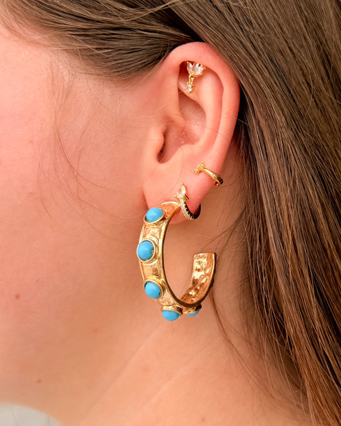 GOLDEN GEM HOOP EARRINGS - 5 COLORS - Salty Lime Boutique