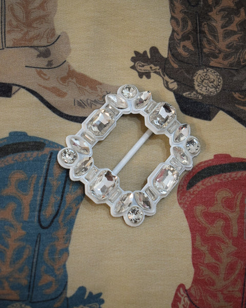 Square Gem Scarf Slide - White