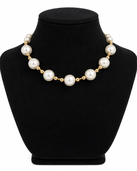 Pearl & Gold Bead Magnetic Necklace - Salty Lime Boutique