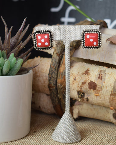DICE EARRINGS - RED