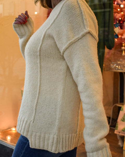 FEELING FUZZY PULLOVER SWEATER - CREAM