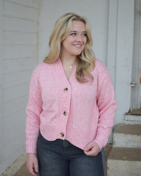 TABITHA CARDIGAN SWEATER - ROSE PINK