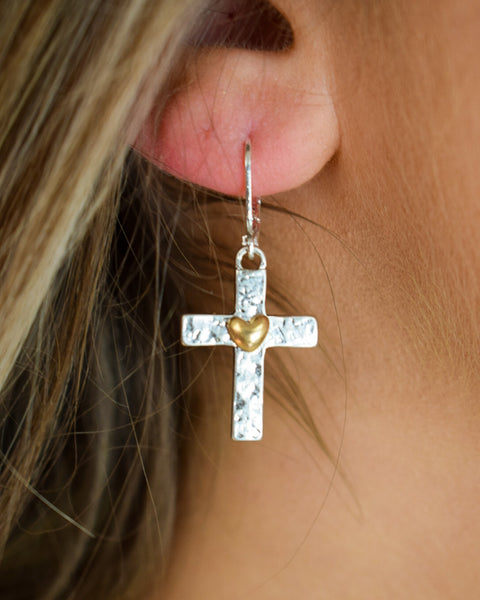 CROSS & HEART EARRINGS