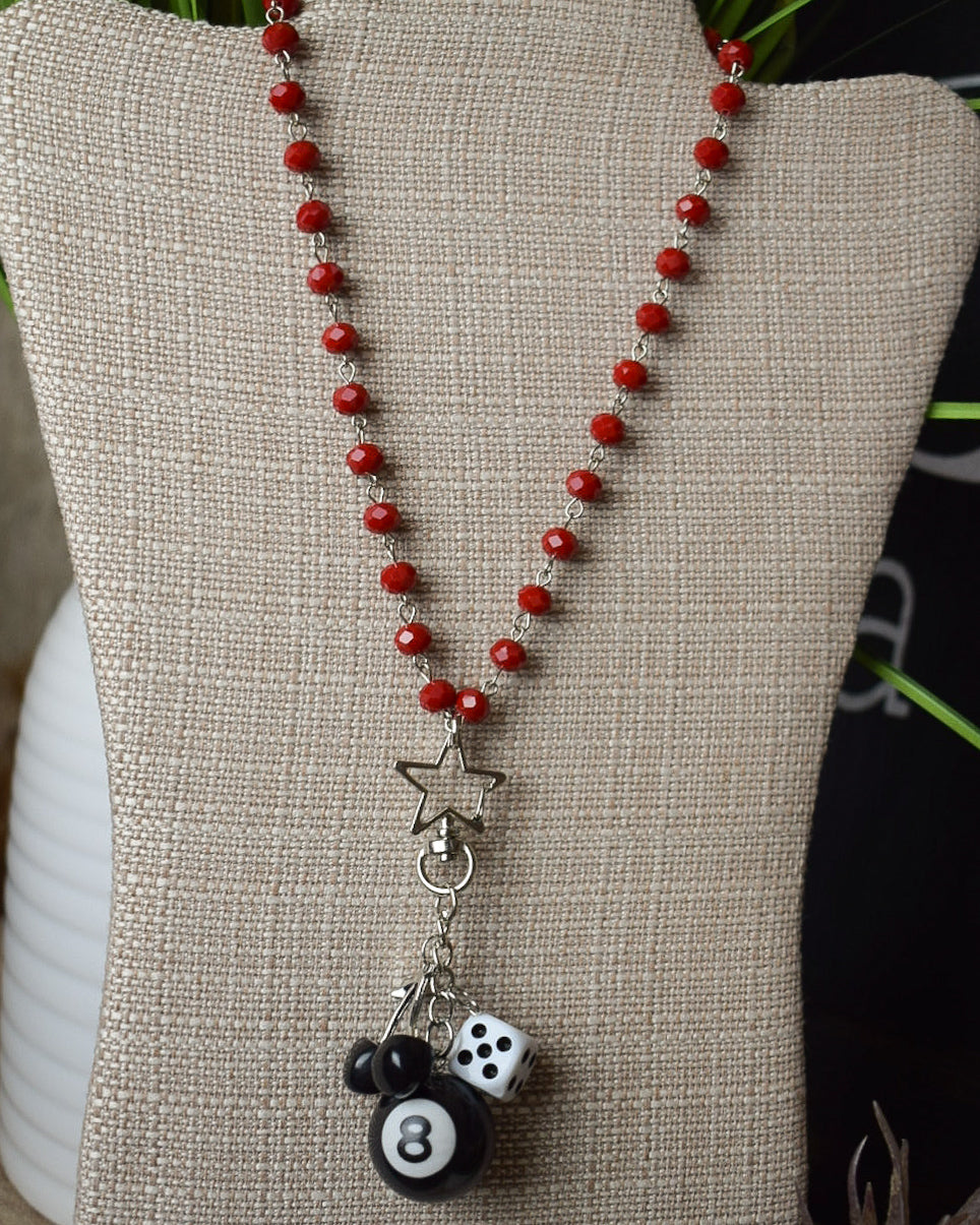 EIGHT BALL NECKLACE - RED