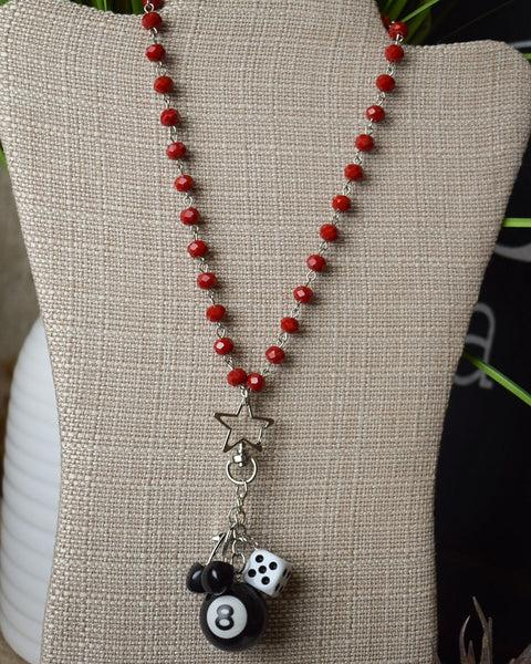 EIGHT BALL NECKLACE - RED
