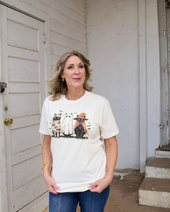 BLACK CAT COSTUMES GRAPHIC TEE - OATMEAL