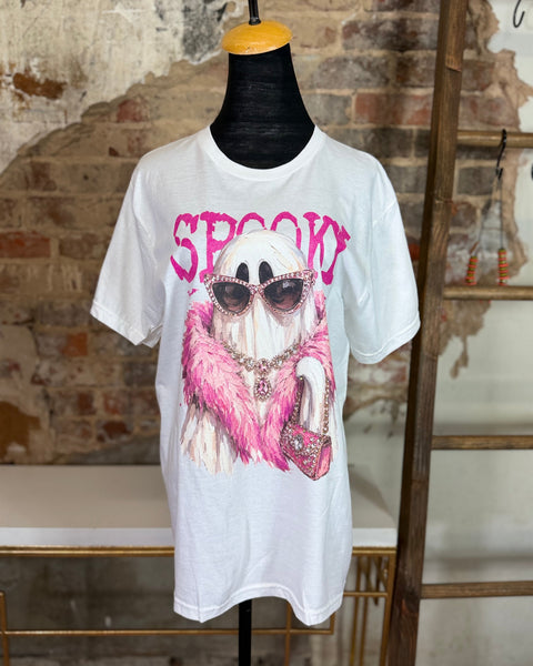 SPOOKY Bling Graphic Tee - White - Reg/Curvy