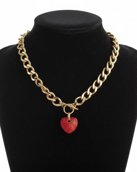 Red Pave Heart Necklace