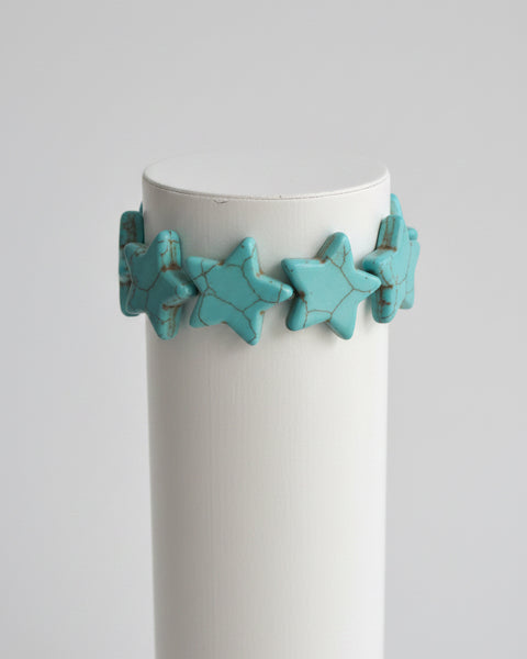 Stone Star Bead Stretchy Bracelet - Turquoise
