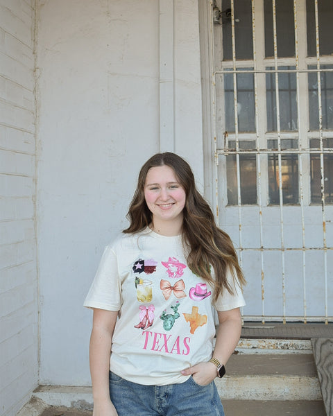 TEXAS GIRLIE GRAPHIC TEE - IVORY- REG/CURVY