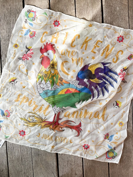 CHICKENS ARE MY SPIRIT ANIMAL BANDANA BY JUNK GYPSY