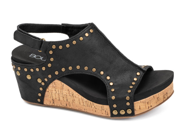 CARLEY STUDDED WEDGE BY CORKYS - BLACK