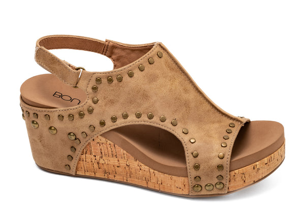 CARLEY STUDDED WEDGE BY CORKYS - TAUPE