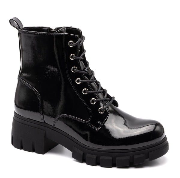 CRAY BLACK PATENT BOOT BY CORKY'S - BLACK