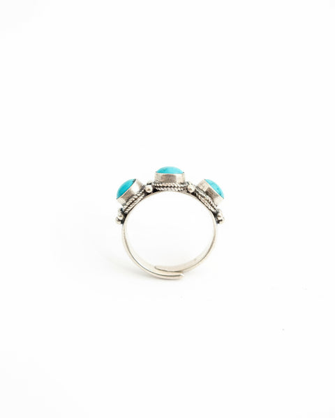 Triple Stone Authentic Turquoise Adjustable Ring - Salty Lime Boutique