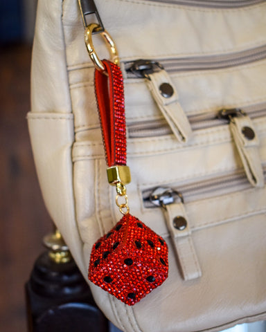 RED RHINESTONE STRAWBERRY PURSE/KEY CHAIN CHARM