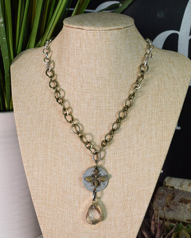 VINTAGE QUEEN BEE COIN AND BABBLE NECKLACE
