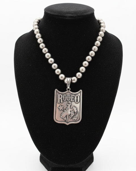 RODEO TAG CHUNKY NECKLACE - SILVER - Salty Lime Boutique