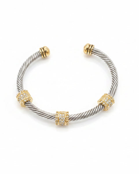 Crystal Twist Cuff Bracelet - Two-Tone - Salty Lime Boutique