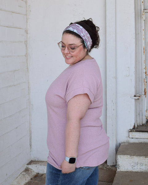 PENELOPE RIB TOP- DUSTY PINK- REG/CURVY