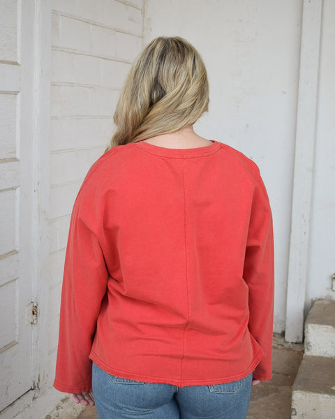 MERRY LETTERING SWEATSHIRT - RED