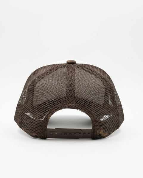 JUST A SMALL TOWN GIRL TRUCKER CAP - BROWN/WHITE
