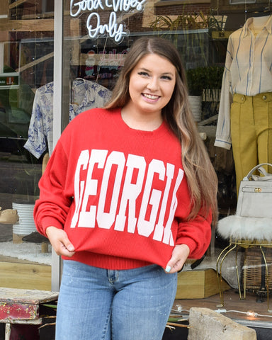 GEORGIA RIB CORD SWEATSHIRT - RED