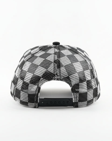 BABY I'M A WILD CARD TRUCKER HAT- BLACK/WHITE CHECKERED - Salty Lime Boutique