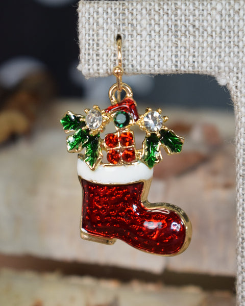 SANTA BOOTS EARRINGS - RED