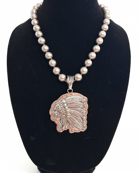 INDIAN CHIEF CHUNKY NECKLACE - SILVER - Salty Lime Boutique