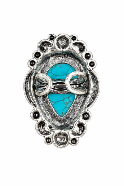 Teardrop Faux Turquoise Adjustable Ring