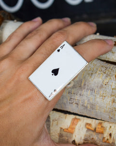 ACE OF SPADES STRETCHY RING - SILVER