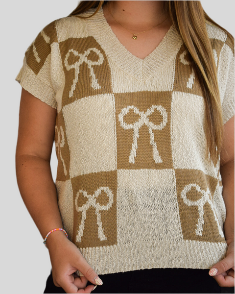 ALL THE BOWS THE BETTER SWEATER- MOCHA