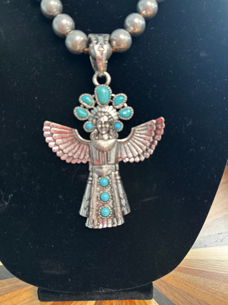 INDIAN EAGLE DANCER CHUNKY NECKLACE - SILVER - Salty Lime Boutique