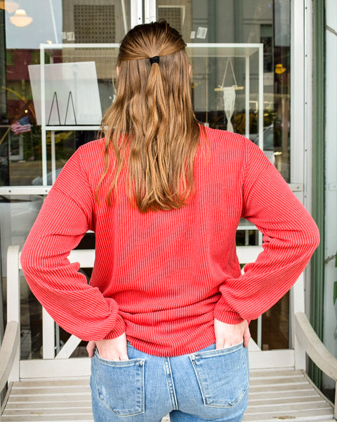 CURVY - MERRY AND BRIGHT SEQUINS RIBBED CHRISTMAS TOP