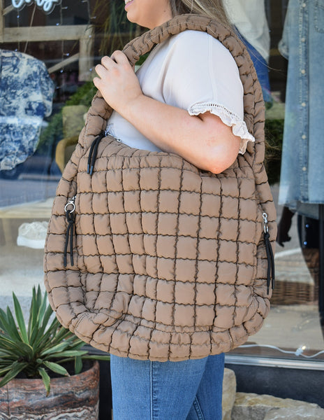 OVERSIZED QUILTED CARRYALL CROSSBODY BAG - 8 COLORS