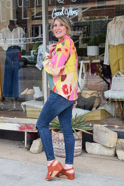 GO BOLDLY MULTICOLOR FLORAL PRINT BLOUSE