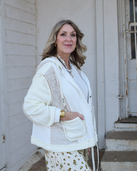 PATCHWORK JACKET BY POL - CREAM/BEIGE
