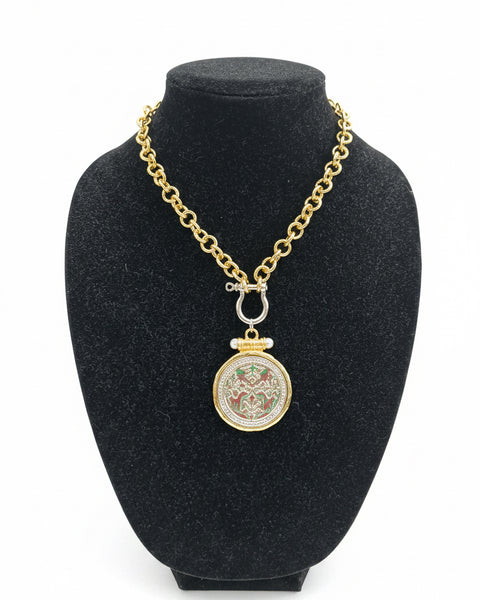 Chunky Coin with Pearls Necklace - Gold