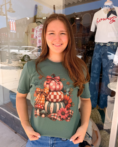 Fall Pumpkin Graphic Tee - Pine - Reg/Curvy